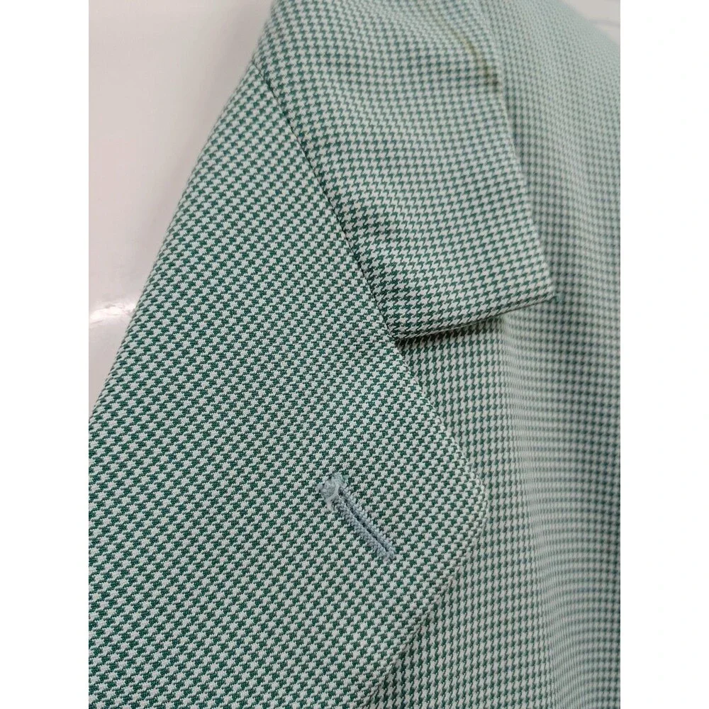 John Raphael Platinum Blazer Mens Green Houndstooth Sport Coat Sz 46R
